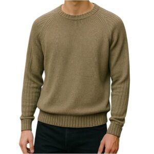 VINTAGE 80s North Forty Four Men’s Taupe Cotton Sweater Rib Sleeves Crewneck M